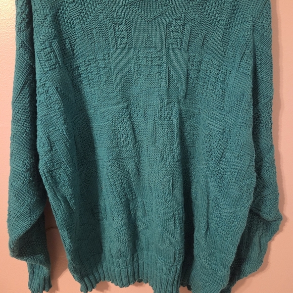 Lake Harmony Men's Vintage 100% Cotton Preppy Green Fisherman Chunky Sweater. XL - Picture 3 of 5